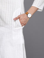 Thumbnail for Manyavar Men White Solid Kurta with Pyjamas - Distacart
