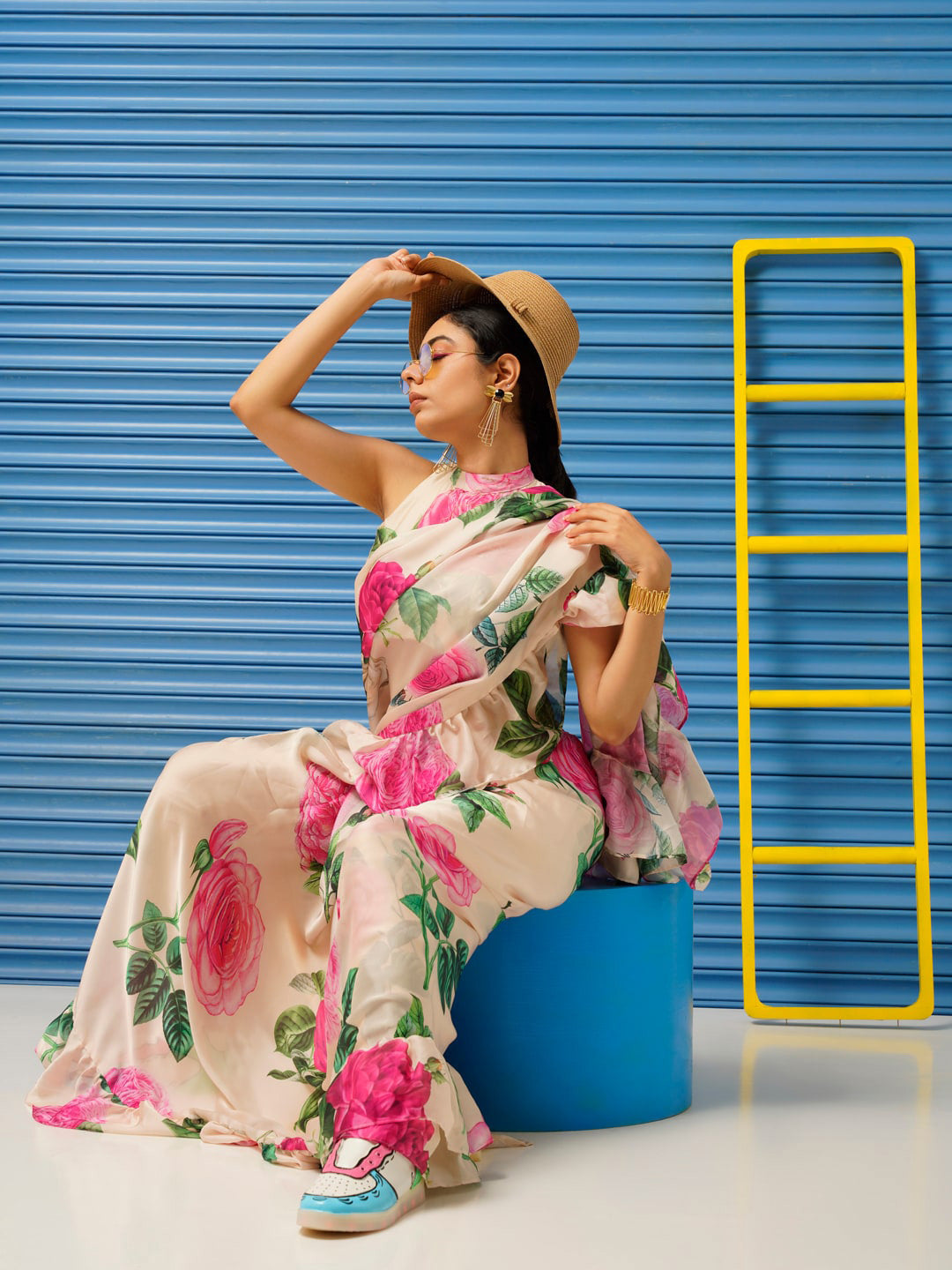 Tikhi Imli Floral Printed Poly Crepe Saree - Distacart