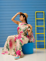 Thumbnail for Tikhi Imli Floral Printed Poly Crepe Saree - Distacart