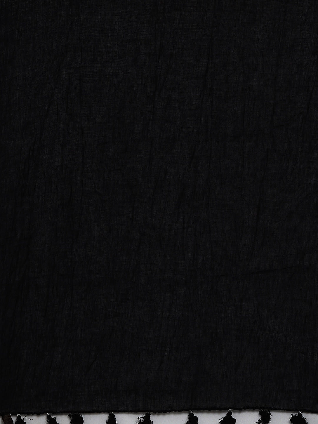 Souchii Black Solid Tasselled Cotton Dupatta - Distacart