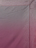 Thumbnail for Koskii Maroon & Silver-Toned Ombre Embroidered Tissue Saree - Distacart