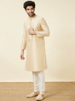 Thumbnail for Manyavar Men Beige Regular Kurta with Pyjamas - Distacart