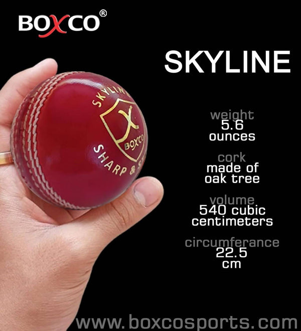 Boxco Skyline Hand Stiched Four Piece Cricket Leather Ball (Pack of 6) - Distacart
