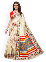 Thumbnail for Kalini Off-White Khadi Silk Printed Khadi Saree - Distacart