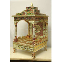 Thumbnail for Silver Coated Multi Color Pooja Mandir / Pooja Mandiram Multi Color - Distacart