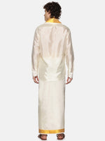 Thumbnail for Sethukrishna Men Cream Solid With Angavastram - Distacart