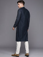 Thumbnail for Manyavar Men Blue Embroidered Kurta with Pyjamas - Distacart