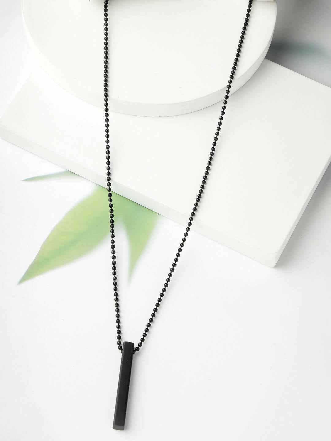 NVR Men's Black Rhodium Plated Bar Pendant & Chain - Distacart