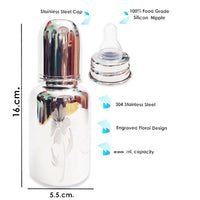 Thumbnail for Goodmunchkins Stainless Steel Feeding Bottle with Bottle Cleaning Brush/Chakku/Anti Colic Silicone Nipple Combo-(220ml,Blue) - Distacart