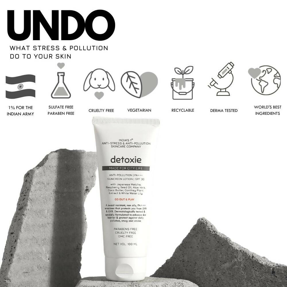Detoxie Anti-Pollution PA+++ Sunscreen Lotion SPF 30 - Distacart