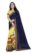 Thumbnail for Vamika Yellow Georgette Designer Saree