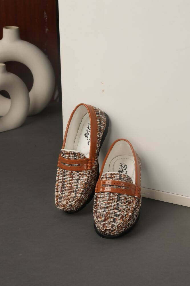 Tiny Bugs Boys Printed Slip On Loafers - Tan - Distacart