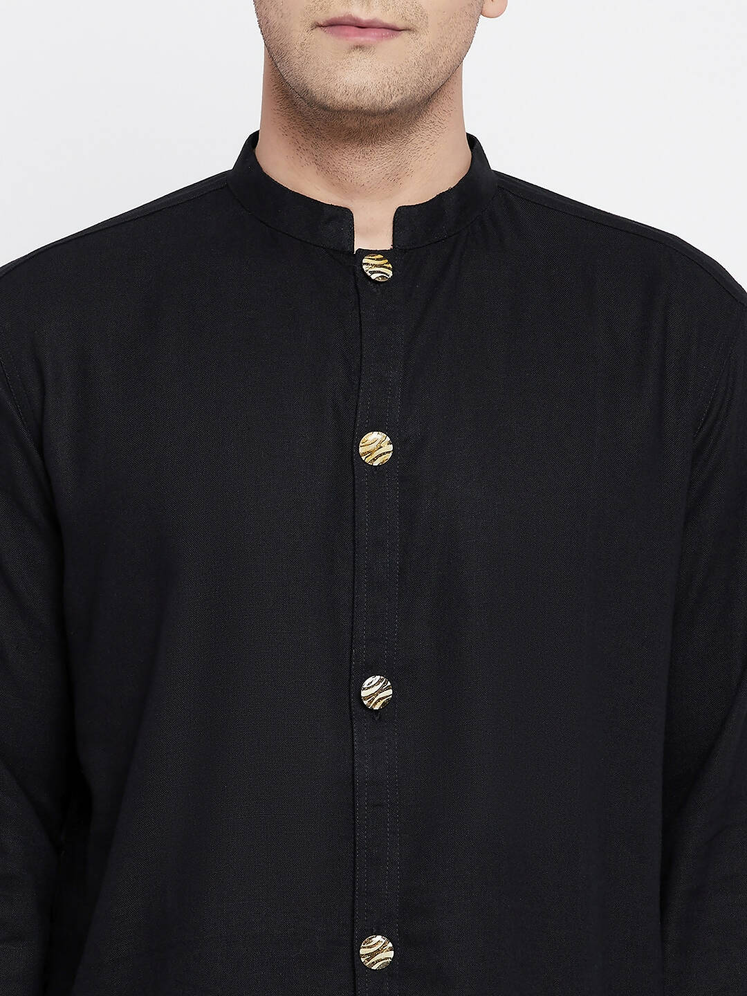 Even Apparels Black Pure Cotton Men's Sherwani Kurta With Open Front - Distacart