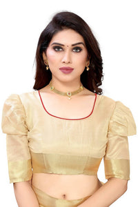 Thumbnail for Vamika Cream Color Cotton Polyester Silk Weaving Saree