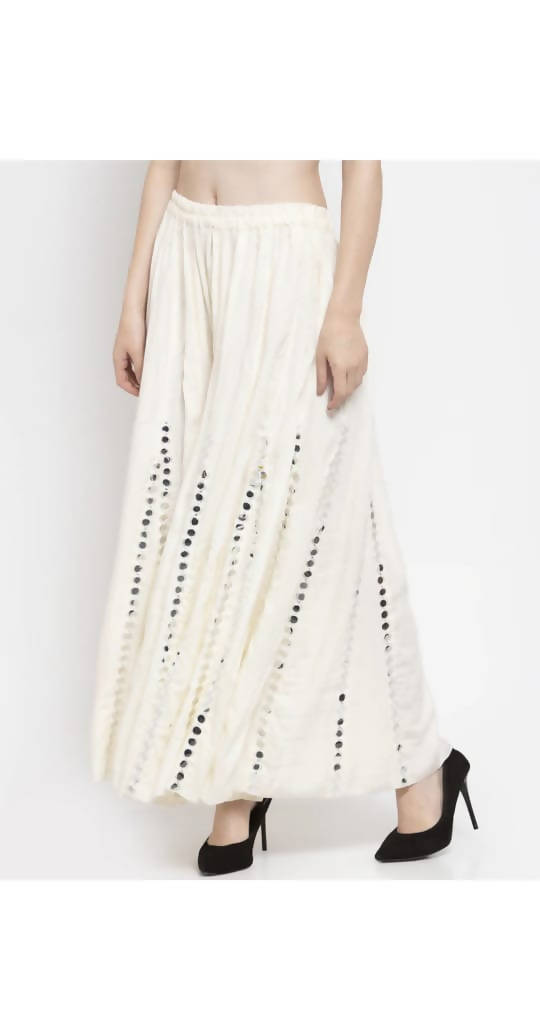 Mominos Fashion White Mirror Palazzo