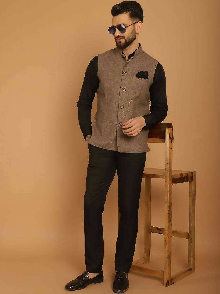Even Apparels Pure Wool Nehru Jacket - Beige - Distacart