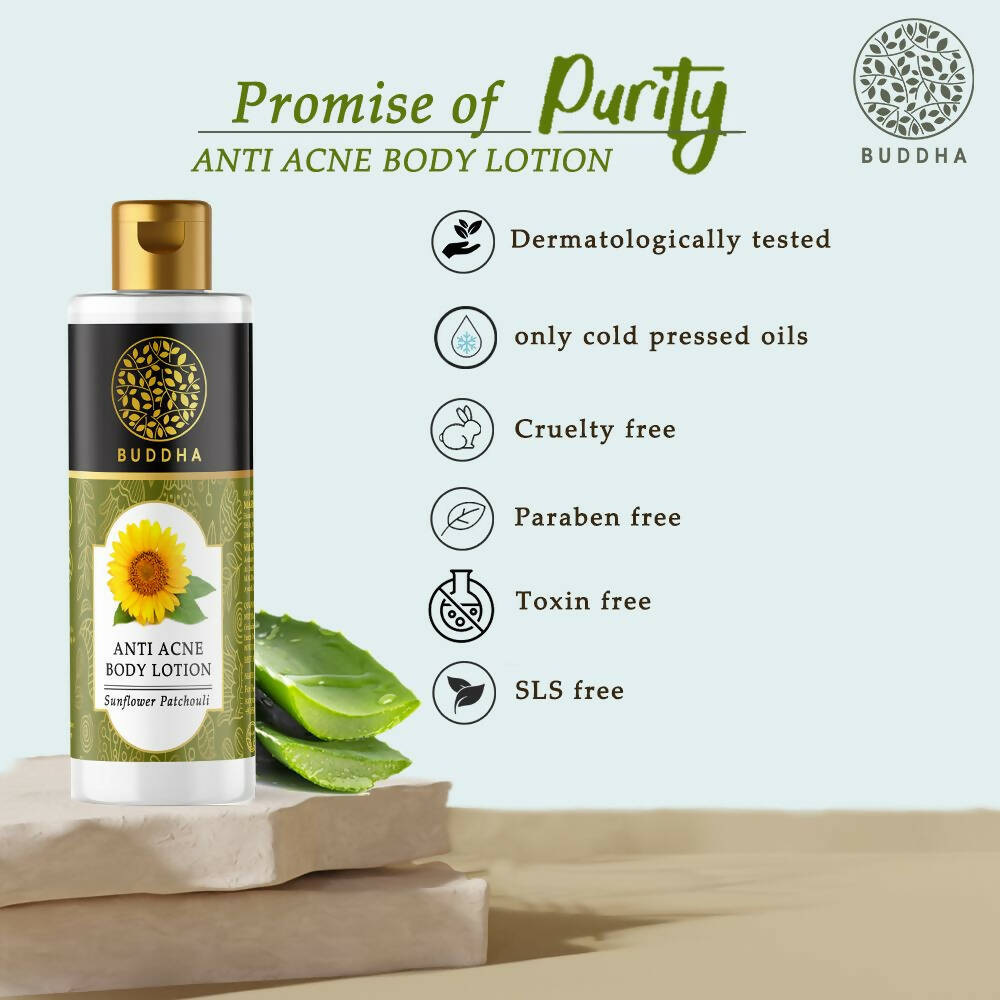 Buddha Natural Anti Acne Body Lotion - For Help Clear Acne & Future Breakouts - Distacart