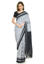 Thumbnail for Vamika Sambalpuri Ikat Cotton Dehabandha White & Black Checks Saree - Distacart