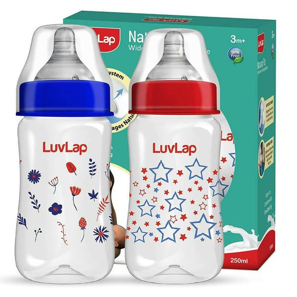 LuvLap Anti-Colic Wide Neck Natura Flo Baby Feeding Bottle - Distacart