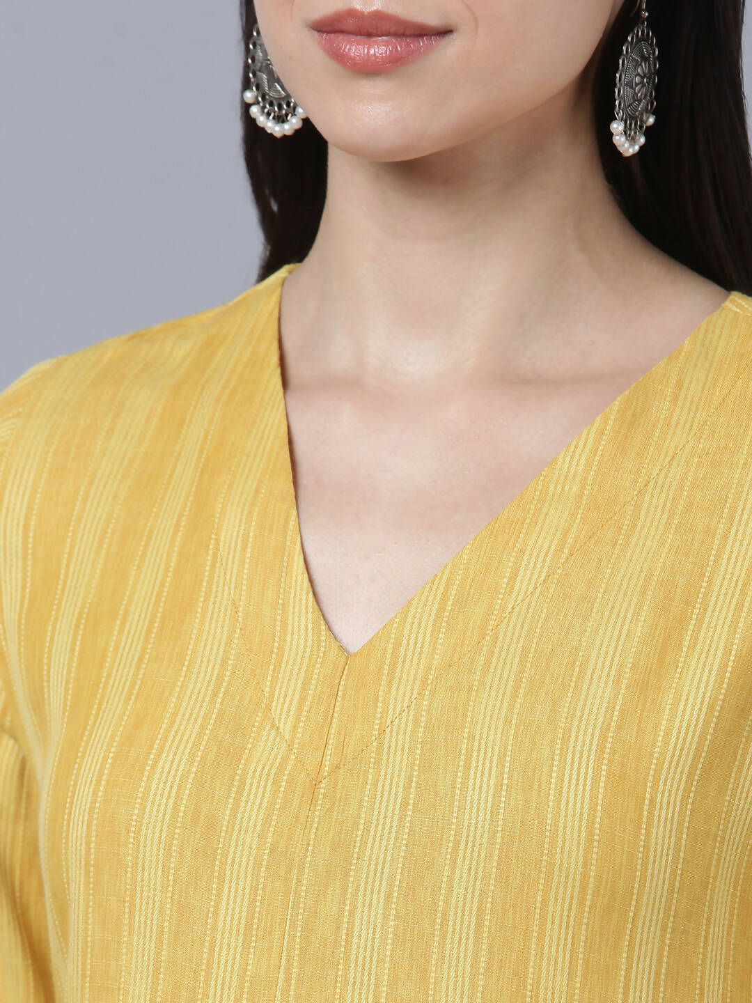 Myshka Stylish Yellow Cotton 3/4 Sleeve Women's Kurta Palazzo Set - Distacart