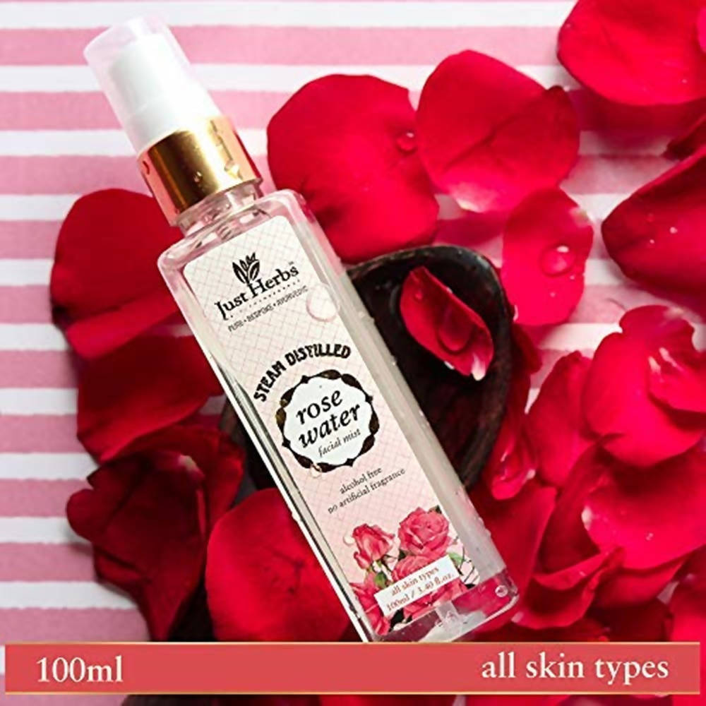 Just Herbs Steam Distilled Rose Water Facial Mist - Distacart