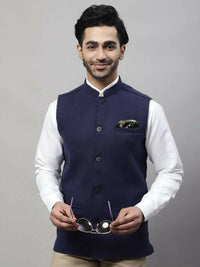 Thumbnail for Even Apparels Pure Wool Nehru Jacket - Navy - Distacart
