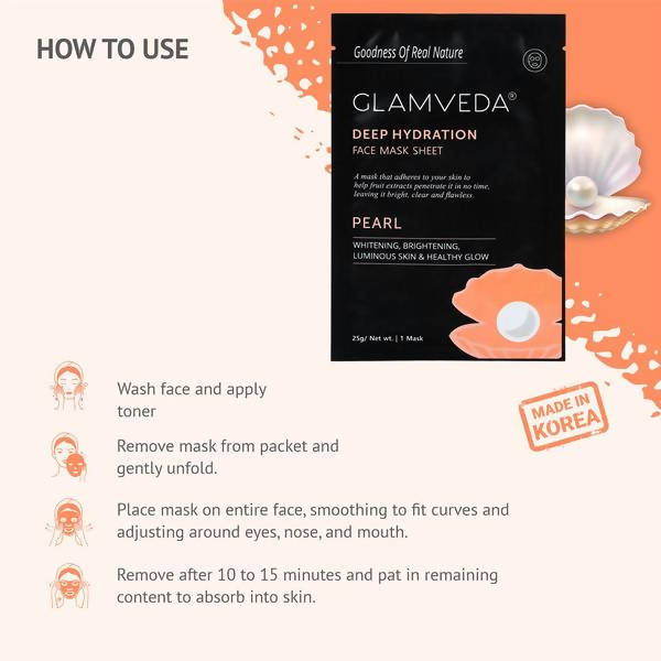 Glamveda Pearl Sheet Mask -Brightening & Lightening