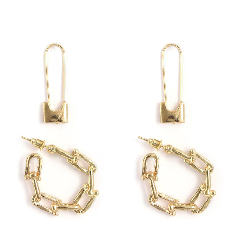 Gold-Plated Alloy Set Of 6 Designer Earrings - The Pari - Distacart