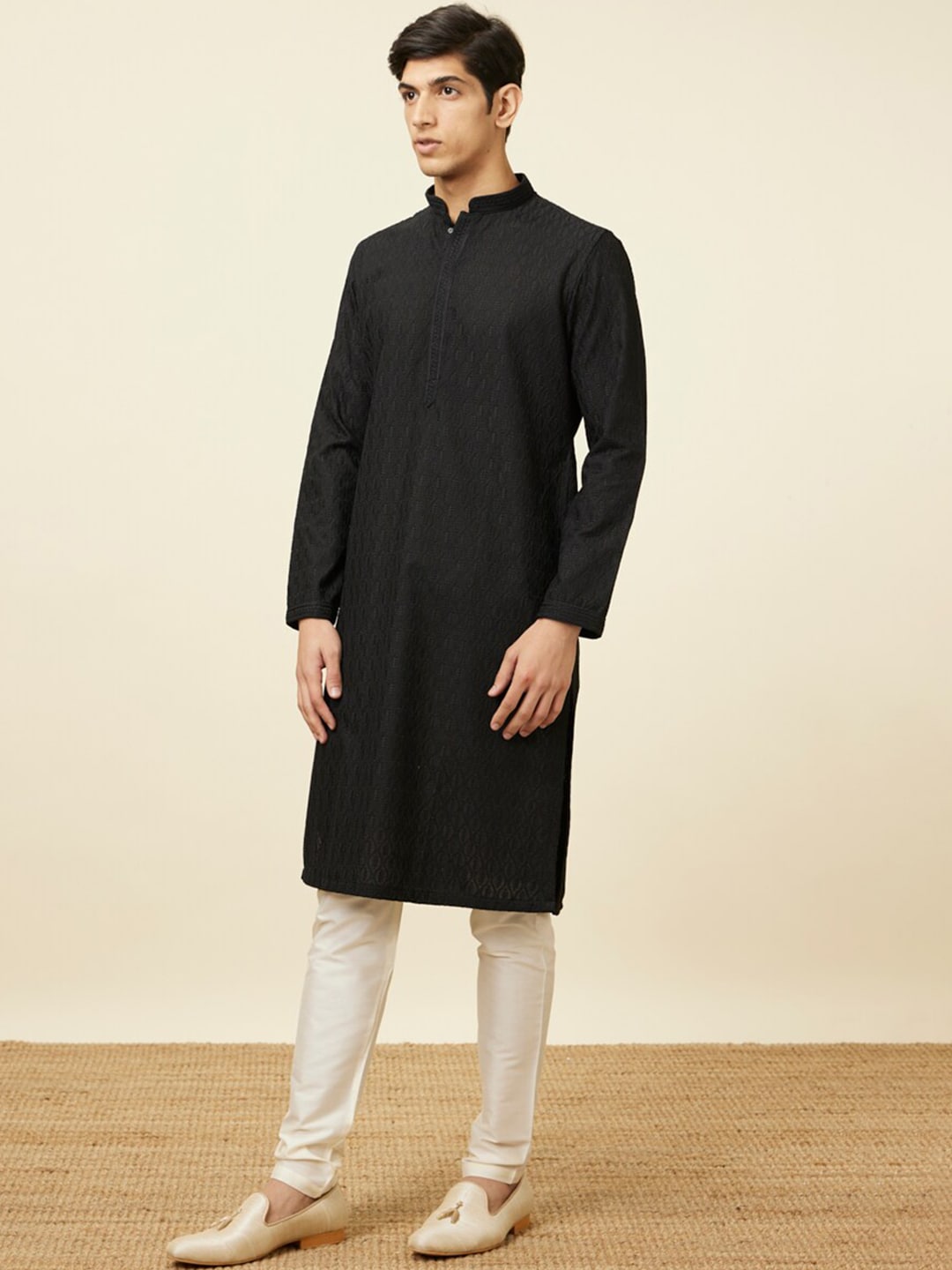 Manyavar Men Ethnic Motifs Embroidered Thread Work Kurta With Pyjamas - Distacart