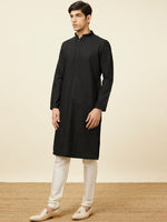 Thumbnail for Manyavar Men Ethnic Motifs Embroidered Thread Work Kurta With Pyjamas - Distacart