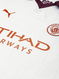 Thumbnail for Puma Typography Manchester City 23/24 Away Polo Collar Drycell Football T-shirt - Distacart