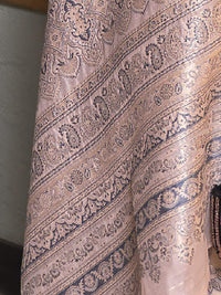 Thumbnail for Mitera Peach-Coloured & Grey Ethnic Motifs Zari Banarasi Saree - Distacart