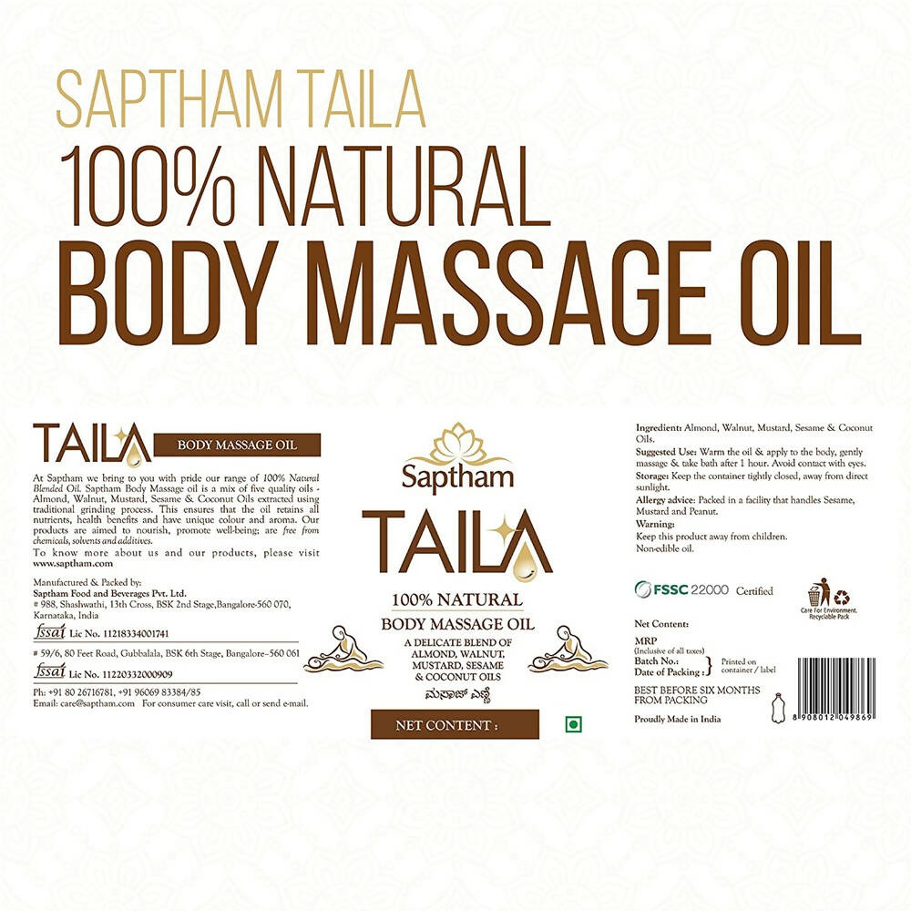 Saptham Taila 100% Natural Body Massage Oil - Distacart