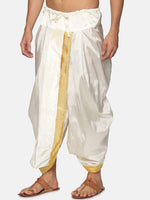 Thumbnail for Sethukrishna Men Cream & Golden Solid Dhoti - Distacart