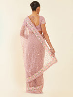 Thumbnail for Soch Purple & Blue Floral Embroidered Net Saree - Distacart