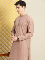 Thumbnail for House of Pataudi Men Jashn Ethnic Motifs Embroidered Sequinned Kurta with Pyjamas - Distacart