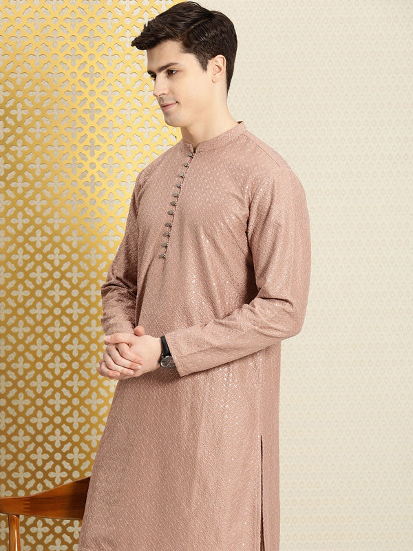 House of Pataudi Men Jashn Ethnic Motifs Embroidered Sequinned Kurta with Pyjamas - Distacart