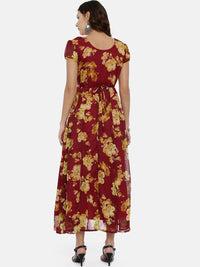 Thumbnail for Souchii Maroon Printed Maxi Dress - Distacart