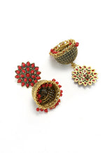 Thumbnail for Mominos Fashion Joharkamal Kundan work Jhumka with Red Beads - Distacart