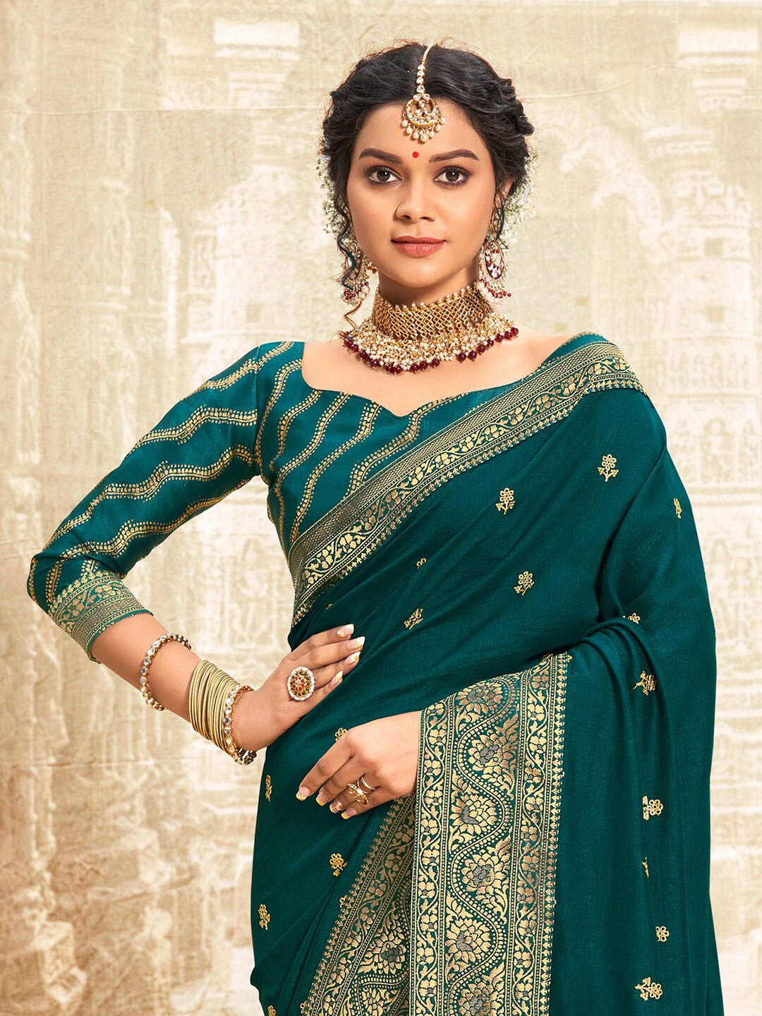 Saree Mall Ethnic Motifs Woven Design Zari Sarees - Distacart
