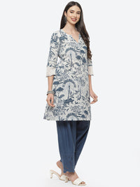 Thumbnail for Biba Women White Floral Printed Pure Cotton Kurta with Salwar - Distacart