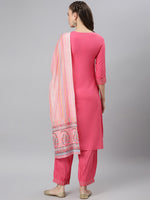 Thumbnail for Khushal K Women Pink Yoke Design Kurti with Trouser & Dupatta - Distacart
