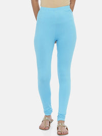 Thumbnail for Souchii Blue Solid Churidar-Length Leggings - Distacart