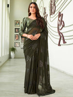Thumbnail for Tikhi Imli Green Floral Embellished Saree - Distacart