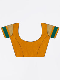 Thumbnail for Saree Mall Mustard & Green Silk Cotton Colourblocked Kanjeevaram Saree - Distacart