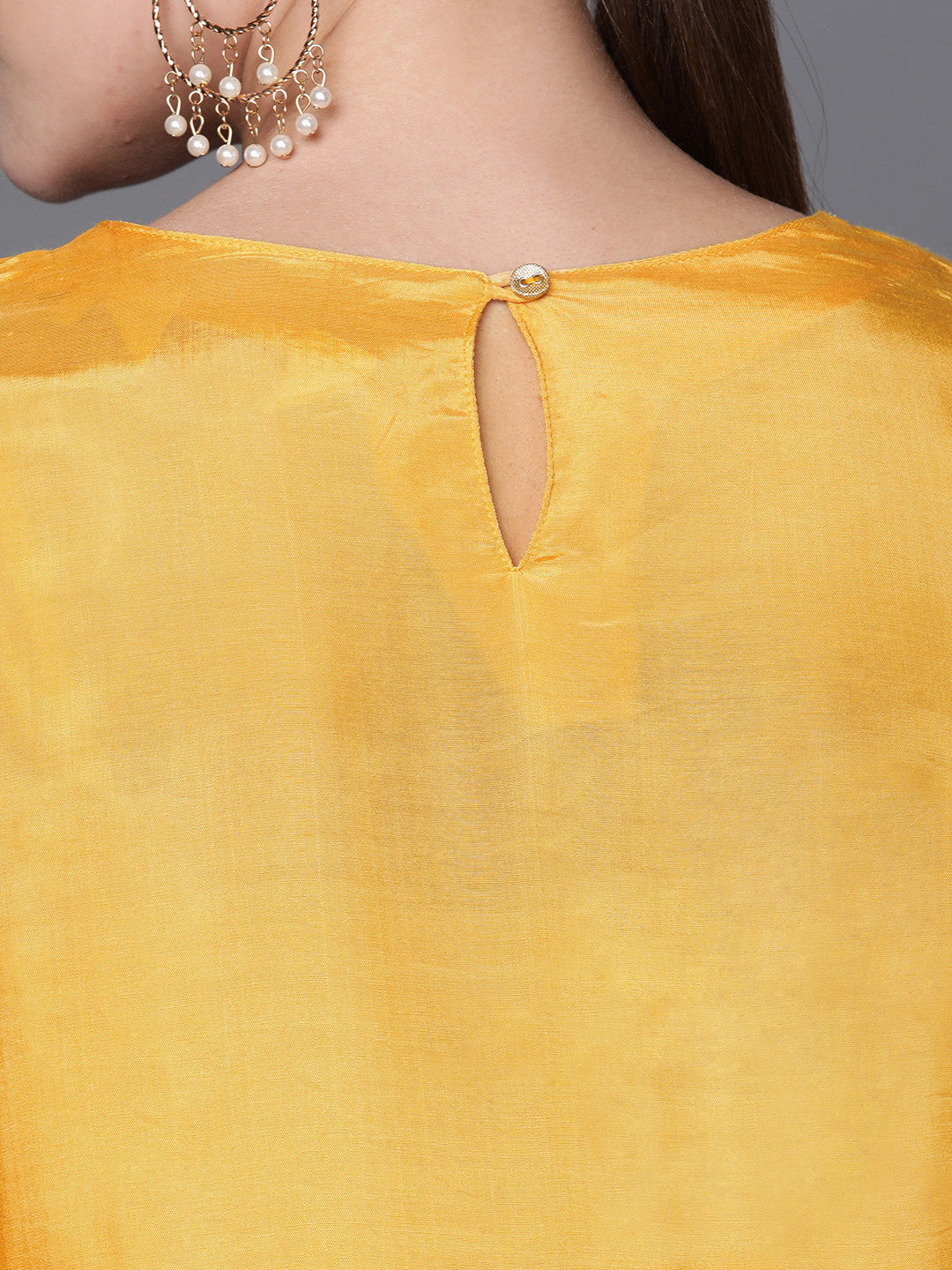 Biba Women Yellow & White Block Print Layered A-Line Kurta - Distacart