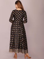 Thumbnail for Kalini Women Black & Gold-Toned Ethnic Motifs Printed Anarkali Kurta - Distacart
