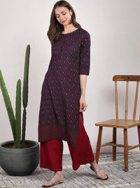 Thumbnail for Sangria Women Blue Geometric Printed Straight Kurta - Distacart