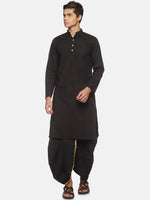 Thumbnail for Sethukrishna Men Black Pure Cotton Kurta with Dhoti Pants - Distacart