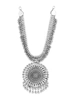 Thumbnail for Cardinal Oxidized Silver-Toned Long Jewellery Set - Distacart